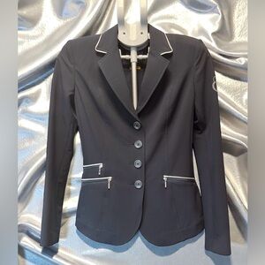 Equiline Ladies Riding Jacket - Navy Blue with Silver Piping - IT 38